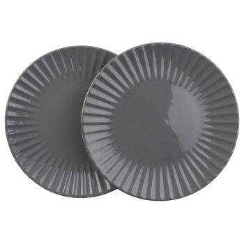 LIVARNO home Steingut Geschirr, 2-teilig, spülmaschinengeeignet: (Teller, Grau) - B-Ware sehr gut