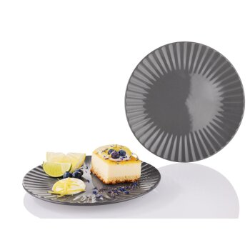 LIVARNO home Steingut Geschirr, 2-teilig, spülmaschinengeeignet: (Teller, Grau) - B-Ware sehr gut