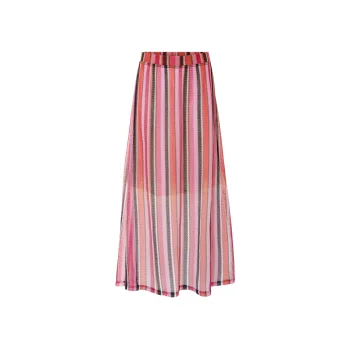 esmara® Damen Maxirock, mit blickdichtem Unterrock (rot/pink/orange, M(40/42)) - B-Ware neuwertig