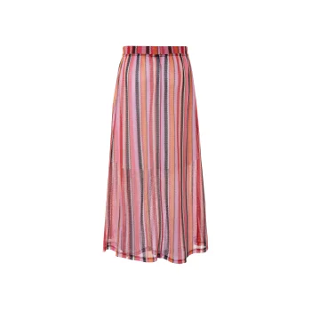 esmara® Damen Maxirock, mit blickdichtem Unterrock (rot/pink/orange, M(40/42)) - B-Ware neuwertig