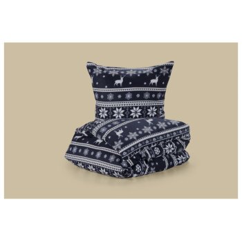 LIVARNO® Bettwäsche, aus Fleece, 140 x 200 cm, dunkelblau/weiß - B-Ware sehr gut