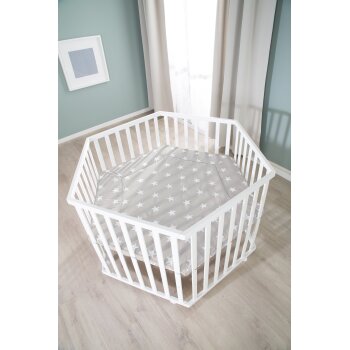 roba Laufgitter Little Stars, 6-eckig, inkl. Schutzeinlage, Holz weiß - B-Ware Transportschaden Kosmetisch