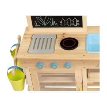 Playtive Matschküche, aus Echtholz mit Dach - B-Ware