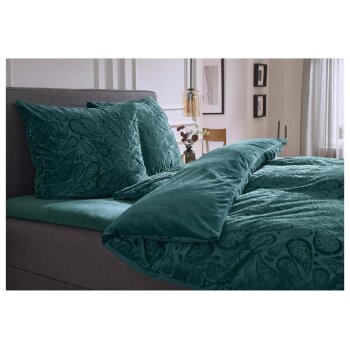 LIVARNO® Wendebettwäsche, aus Plüsch, 240 x 220 cm, grün - B-Ware neuwertig