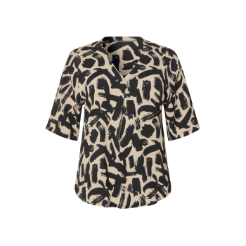 esmara® Damen Bluse, kurzarm (schwarz/beige, XXL(52/54)) - B-Ware neuwertig