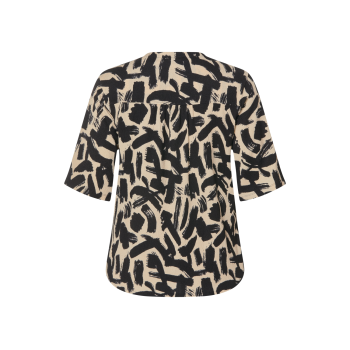 esmara® Damen Bluse, kurzarm (schwarz/beige, XXL(52/54)) - B-Ware neuwertig