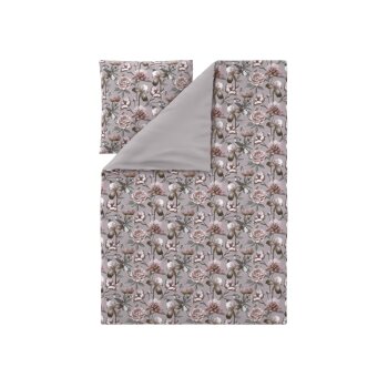 LIVARNO® Bettwäsche Mikrofaser Satin, 155 x 220 cm (Blumen/beige) - B-Ware sehr gut
