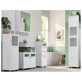 LIVARNO® Bad-Vitrinenschrank Basel, weiß -...