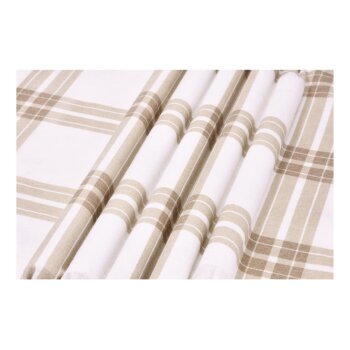 LIVARNO® Bettwäsche, aus Feinbiber, 260 x 240 cm, kariert/beige - B-Ware sehr gut