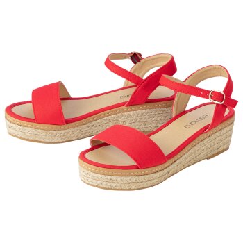 esmara® Damen Keilsandalen im sommerlichen Bast-Look (Rot, 39) - B-Ware sehr gut