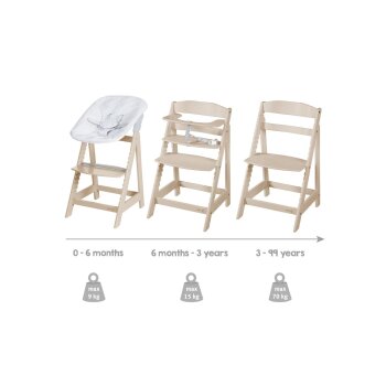 roba 2-in-1 Treppenhochstuhl Born Up Zickzack, mit SItzverkleinerer, cashmere - B-Ware sehr gut