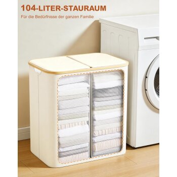 Ribelli Wäschekorb, faltbar, 104 L, cremeweiß...