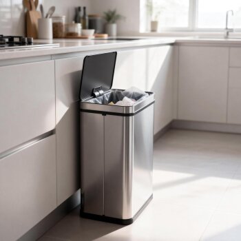 Ribelli Sensor-Mülleimer, aus Edelstahl, 50 L, silber - B-Ware sehr gut