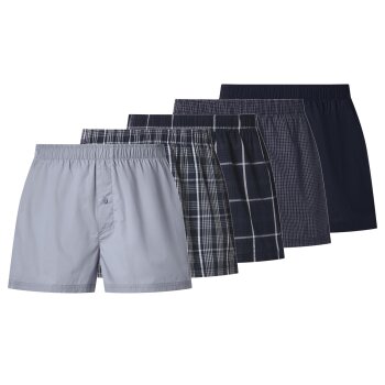esmara Men Herren Webboxer, 5 Stück (navy/blau,...