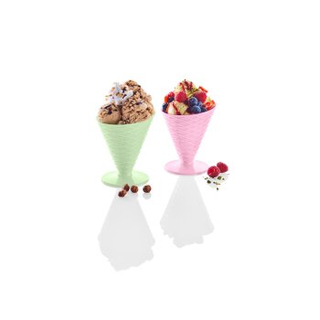 ERNESTO® Eisbecher- \ Waffelbecher-Set \ Trinkbecher-Set, BPA-frei (Eisbecher Waffelform/2er Set) - B-Ware sehr gut