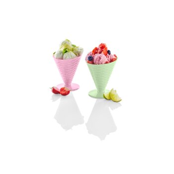 ERNESTO® Eisbecher- \ Waffelbecher-Set \ Trinkbecher-Set, BPA-frei (Eisbecher Waffelform/2er Set) - B-Ware sehr gut