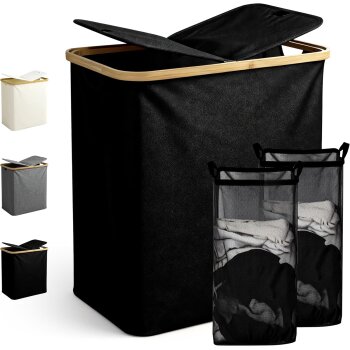 Ribelli Wäschekorb, faltbar, 104 L, schwarz - B-Ware...