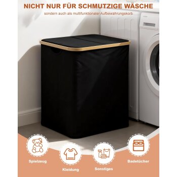 Ribelli Wäschekorb, faltbar, 104 L, schwarz - B-Ware sehr gut