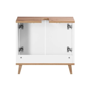 LIVARNO® Waschbecken-Unterschrank Corfu, weiß/Eiche-Nachbildung - B-Ware