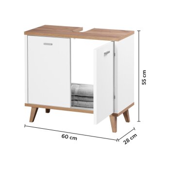 LIVARNO® Waschbecken-Unterschrank Corfu, weiß/Eiche-Nachbildung - B-Ware