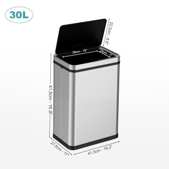 Ribelli Sensor-Mülleimer, aus Edelstahl, 30 L, silber - B-Ware sehr gut