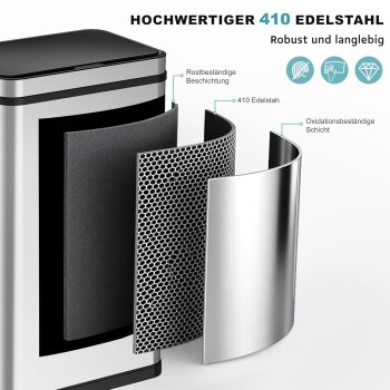 Ribelli Sensor-Mülleimer, aus Edelstahl, 30 L, silber - B-Ware Transportschaden Kosmetisch