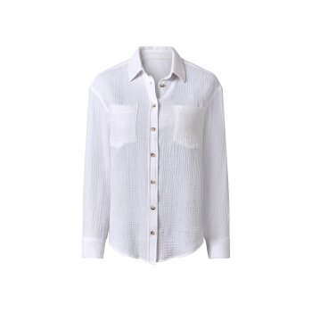 esmara® Damen Musselin-Bluse, mit Kentkragen (Weiß, 34) - B-Ware neuwertig
