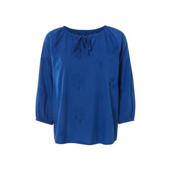 esmara® Damen-Baumwollbluse, mit Stickerei, 36, blau...