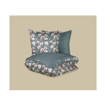 LIVARNO® Satin-Bettwäsche, 200 x 220 cm (Blumen/grün) - B-Ware neuwertig