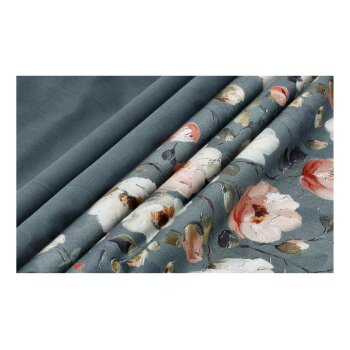 LIVARNO® Satin-Bettwäsche, 200 x 220 cm (Blumen/grün) - B-Ware neuwertig