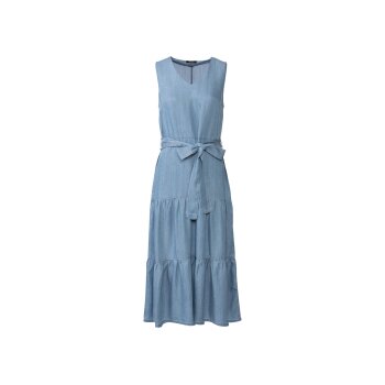 esmara® Damen Midi-Kleid mit Volant (blau, 38) -...