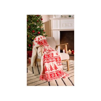 LIVARNO home Teddyfleece-Kuscheldecke, 140 x 180 cm (Rot/weiß) - B-Ware neuwertig