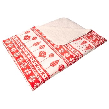 LIVARNO home Teddyfleece-Kuscheldecke, 140 x 180 cm (Rot/weiß) - B-Ware neuwertig