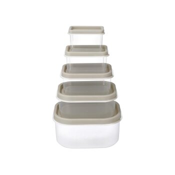 SILVERCREST® Frischhaltedosen-Set 5er (Rechteckig, Beige) - B-Ware neuwertig