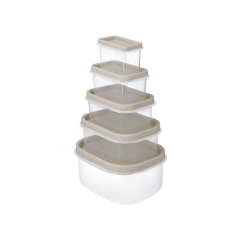 SILVERCREST® Frischhaltedosen-Set 5er (Rechteckig, Beige) - B-Ware neuwertig