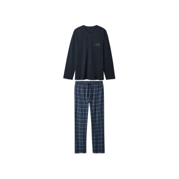 esmara Men Herren Pyjama mit Hose aus Flanell (Navy, M...