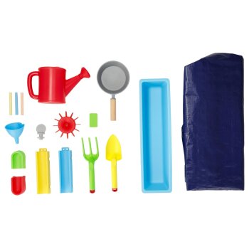 lupilu® Sandkasten mit Wasserspielwand, 28-teilig -...