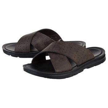 LIVERGY® Herren Pantoletten, in Veloursoptik (Braun, 45) - B-Ware neuwertig