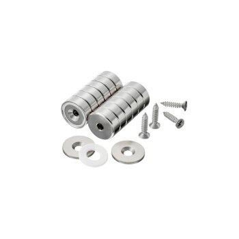 PARKSIDE® Neodym-Magnete / Magnethalter mit Clip / Magnethaken / Ösenmagnete / Senkkopf-Topfmagnet-Set - B-Ware