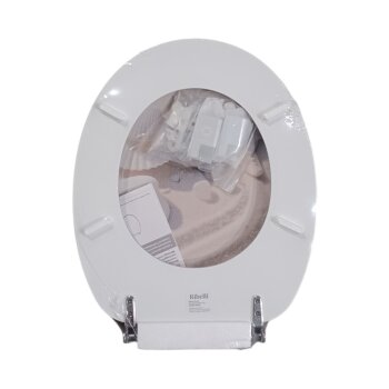 Ribelli Toilettendeckel, O-Form, Absenkautomatik, Sand und Muscheln - B-Ware neuwertig