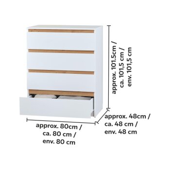 LIVARNO® Kommode »Genf« mit 4 Schubladen und Wechselblende, weiß - B-Ware sehr gut