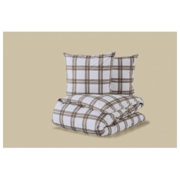 LIVARNO® Weiche Flanellbettwäsche, 160 x 200 cm, Schachbrettmuster/beige - B-Ware sehr gut