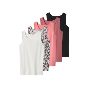 esmara® Damen Spaghettitops / Unterhemden, 5 Stück (schwarz/weiß/rosa, 146/152) - B-Ware neuwertig