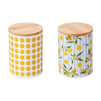 Wenko Metall Aufbewahrungsdose, mit Deckel aus Bambus -...