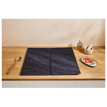 SILVERCREST® Glas-Herdabdeckplatten, 2 Stück (Schiefer) - B-Ware neuwertig