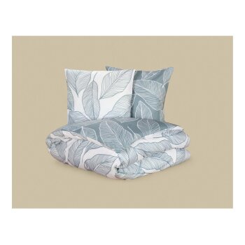 LIVARNO® Bettwäsche, aus Mikrofaser-Satin, 240 x 220 cm, Blätter/blau - B-Ware sehr gut