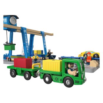 Playtive Containerhafen Eisenbahn-Set, aus Echtholz - B-Ware