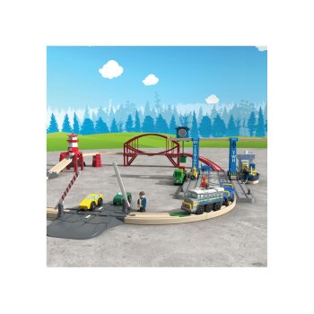Playtive Containerhafen Eisenbahn-Set, aus Echtholz - B-Ware