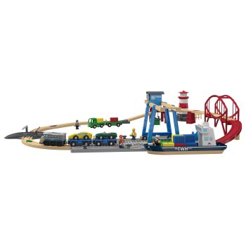 Playtive Containerhafen Eisenbahn-Set, aus Echtholz - B-Ware