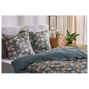 LIVARNO® Bettwäsche, aus Satin, 240 x 220 cm, Blumen/grün - B-Ware neuwertig